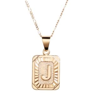 Bracha Initial Card Necklace (J)